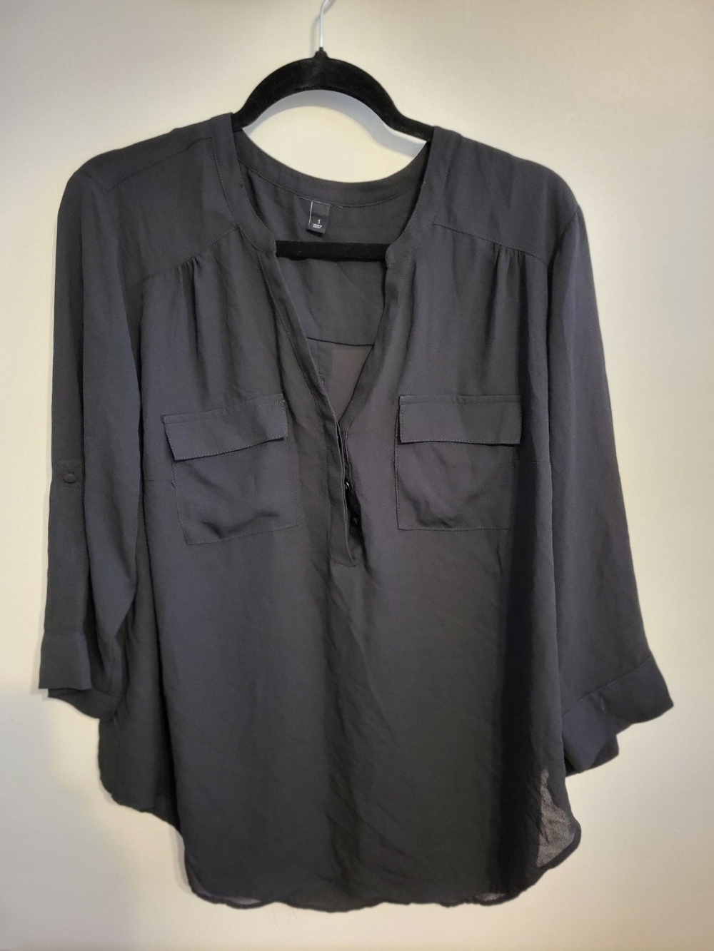 torrid 1x Black Button-Front Pocket Blouse